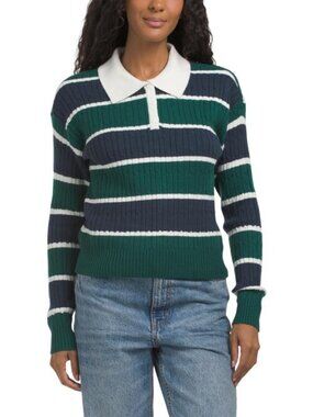MADDEN GIRL Johnny Collar Striped Sweater Polo
